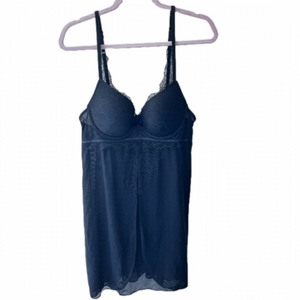 NWOT La Vie En Rose Push Up Lace Mesh Babydoll Slip Women’s Black Size Large